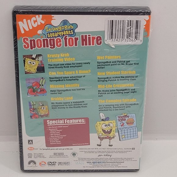 SpongeBob Square Pant Sponge For Hire - New - Sealed - DVD‎ - Picture 2 of 3